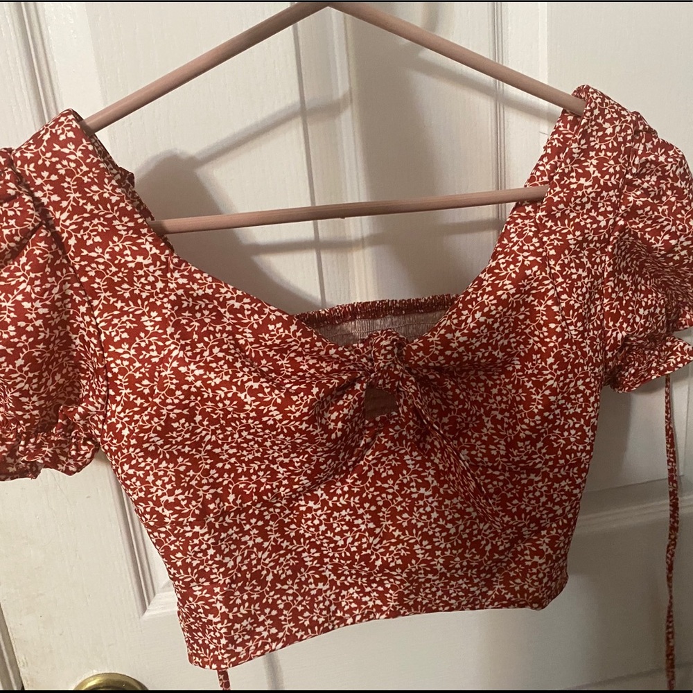 Red floral top